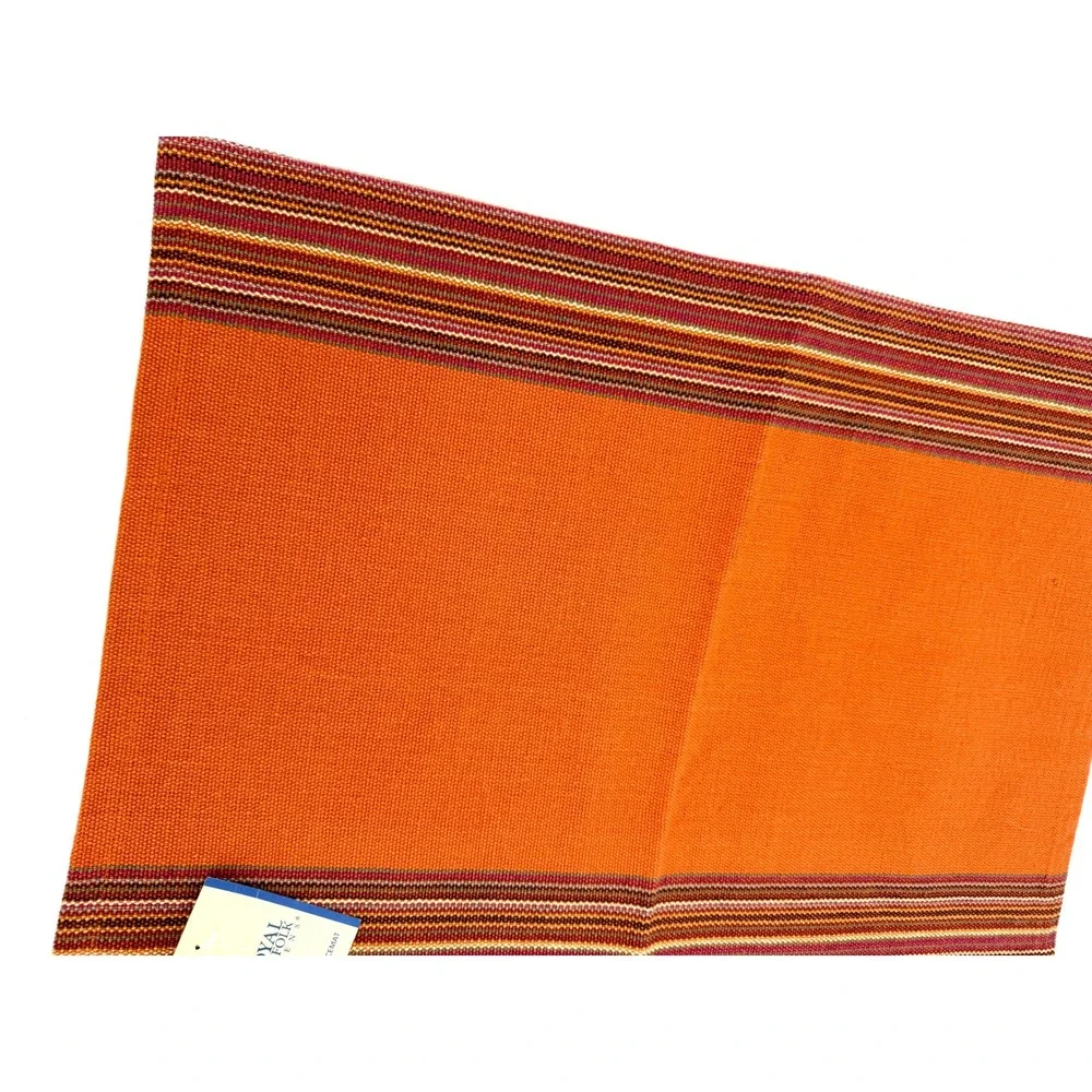 Royal Norfolk Linens Placemat‎ Solid Stripe Orange Woven Cotton New lot of 4